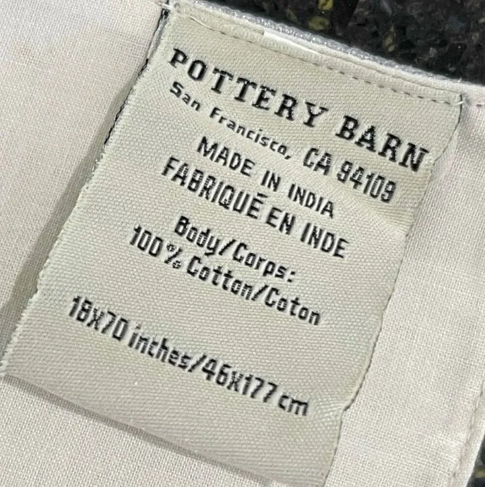 Pottery Barn Damask Metallic Silver Table Runner